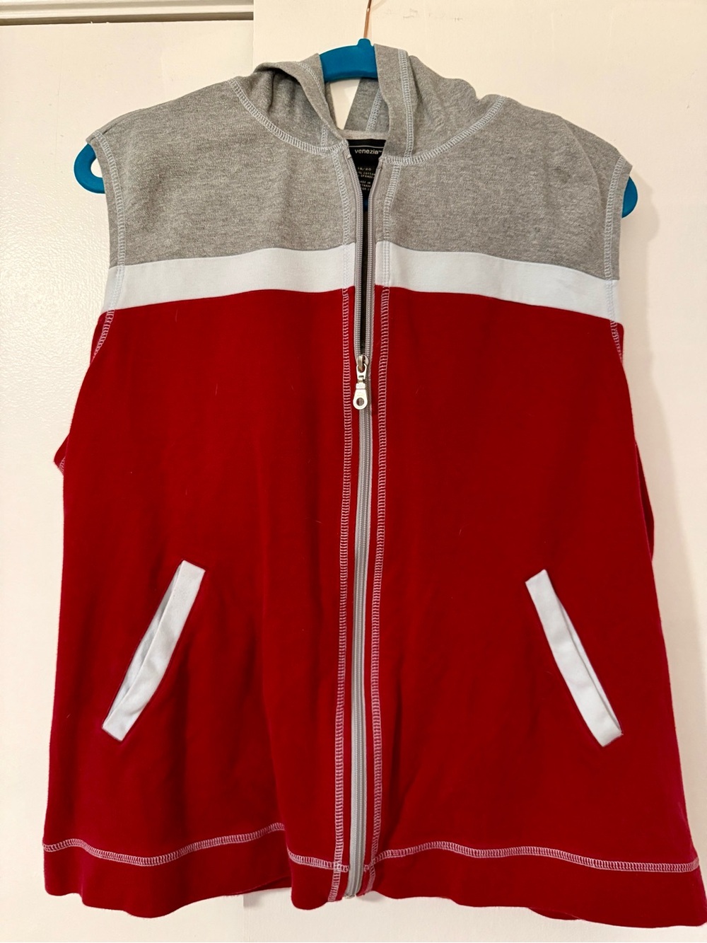 Y2K Venezia Red & Baby Blue Tracksuit Set Top (18/20) Pants (14/16)